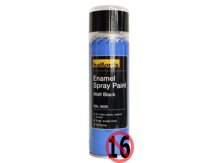Halfords Enamel Spray Paint Matt Black 300ml