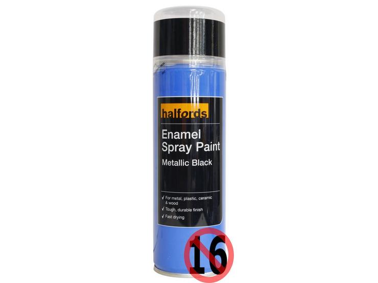 Halfords Enamel Spray Paint Metallic Black 300ml
