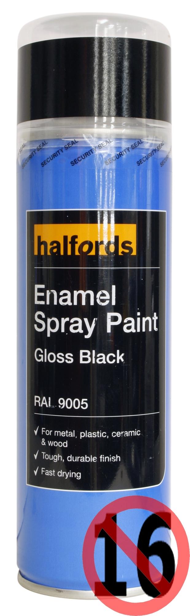 Halfords Enamel Spray Paint Gloss Black 300ml Halfords IE