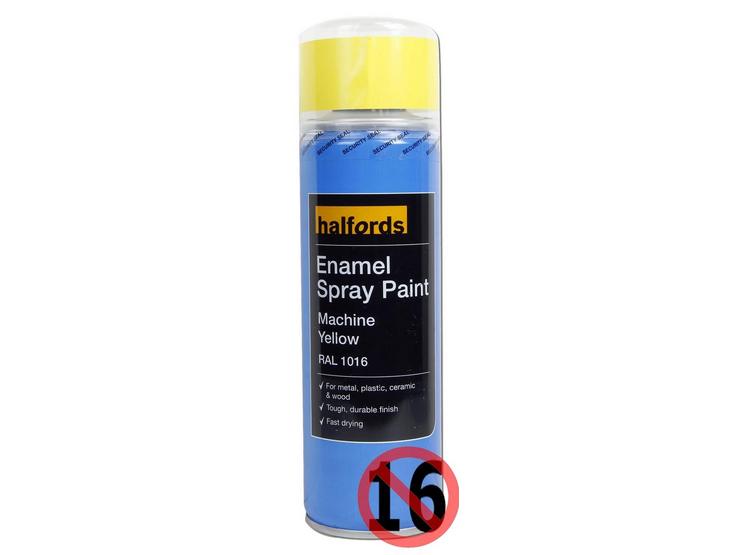 Halfords Enamel Spray Paint Machine Yellow 300ml