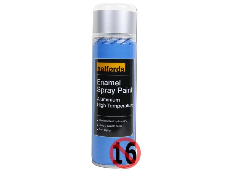 Halfords Enamel High Temperature Spray Paint Aluminium 300ml