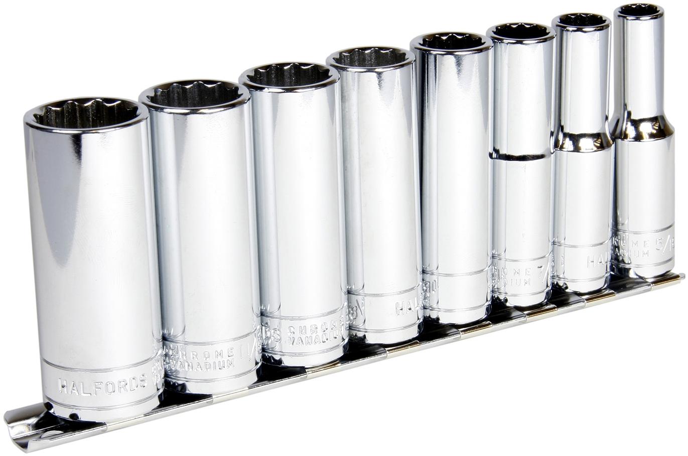 Halfords Advanced 8 Piece Deep Socket Rail 3/8" Halfords IE