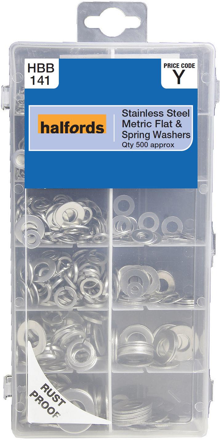 Halfords Assorted Stainless Steel Flat & Spring Washers Halfords IE