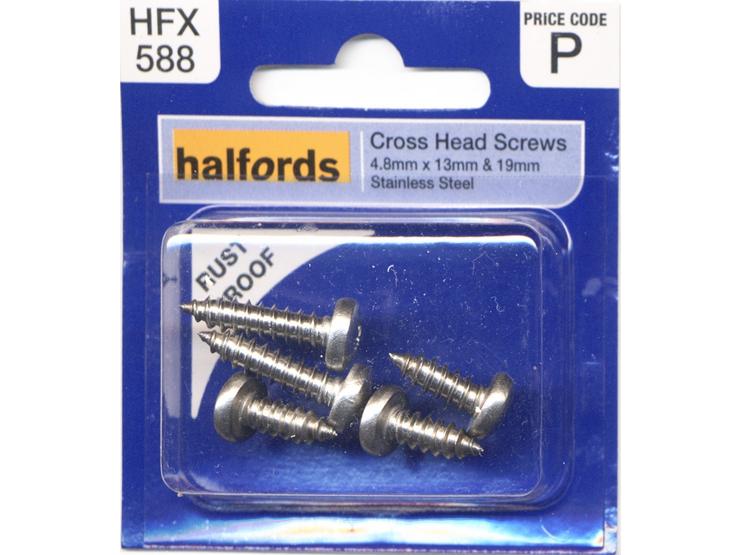 Halfords Cross Head Screws 4.8mmx13mm & 19mm