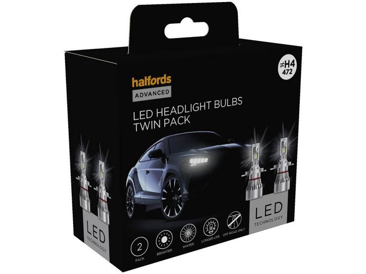 Halfords Advanced LEDr H4 472 Headlight Twin Pack