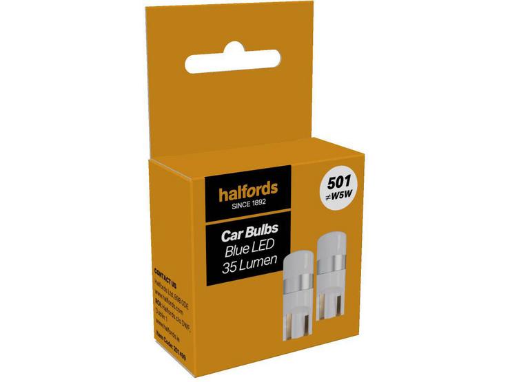 Halfords 501 Blue LED Car Bulb Twin Pack
