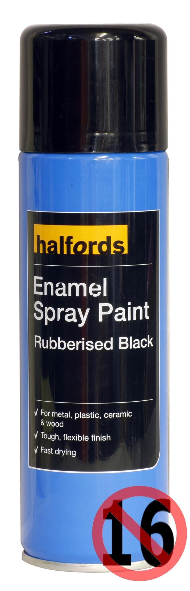 Halfords Enamel Spray Paint Rubberised Black 300ml Halfords IE