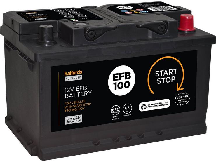 Halfords EFB100 Start Stop Car Battery 5 Year Guarantee
