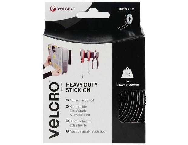 VELCRO® BRAND HEAVY DUTY STICK ON SELF ADHESIVE 50MM BLACK/WHITE HOOK &  LOOP