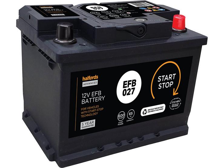 Halfords EFB013/EFB027 Start/Stop EFB 12V Car Battery 5 Year Guarantee