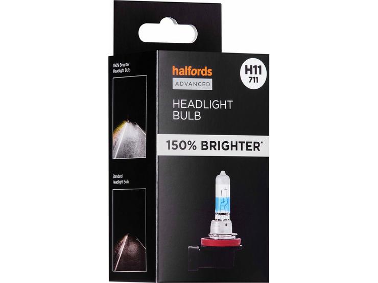 H11 711 Car Headlight Bulb Halfords Advanced Up To +150 Percent Single Pack