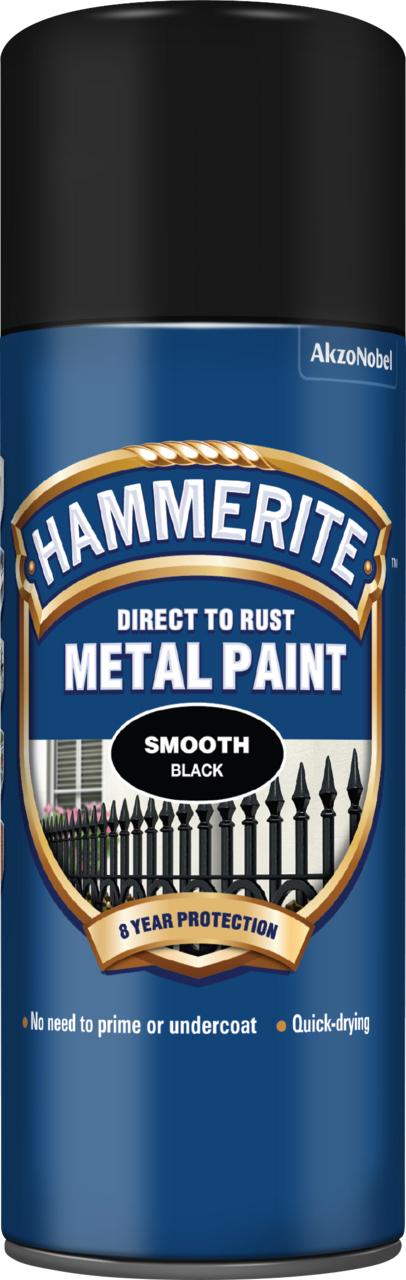 Hammerite Direct to Rust Metal Paint Smooth Black 400ml Halfords IE