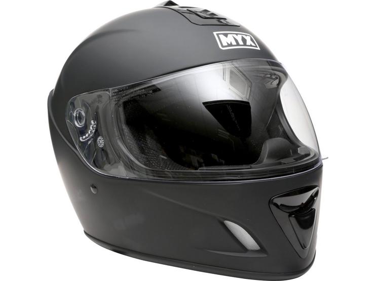 MYX Full Face Motorcycle Helmet - Matt Black, Large (59-60cm)