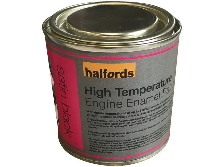 Halfords High Temperature Engine Enamel Paint - Satin Black 250ml