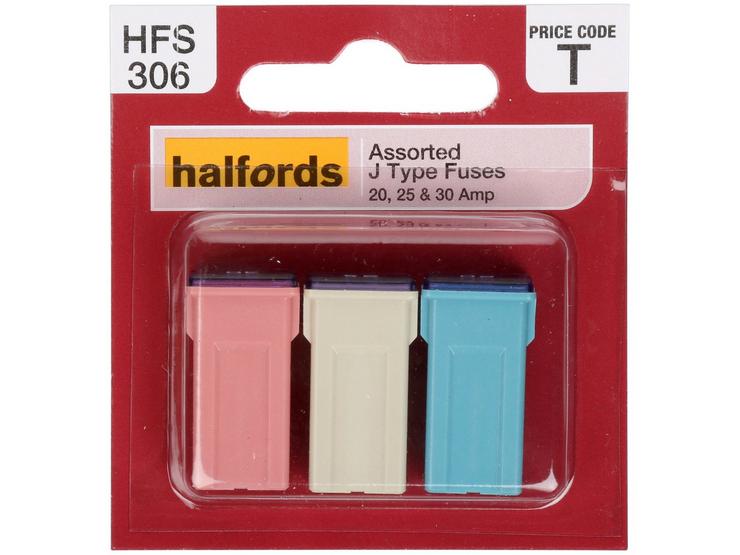Halfords Assorted J Type Fuses 20,25 & 30 AMP (FUSE218)