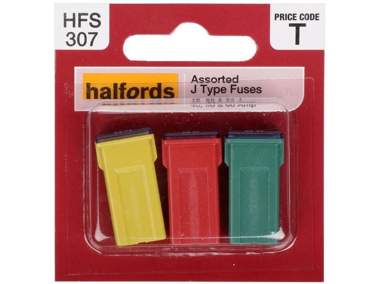 Halfords Assorted J Type Fuses 40,50 & 60 AMP (FUSE219)