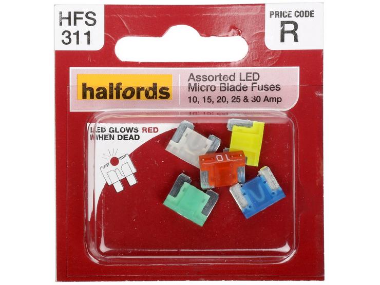 Halfords Assorted LED Micro Fuses 10>30Amp (FUSE132)