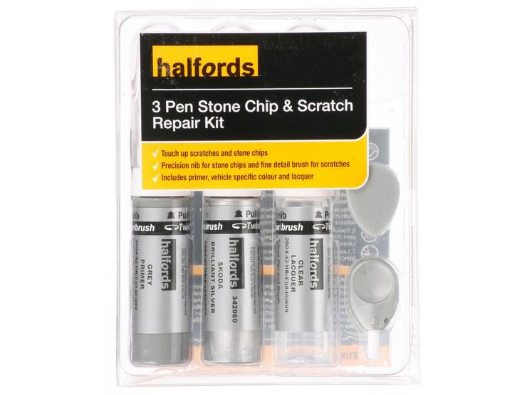 Halfords Skoda Brilliant Silver Scratch & Chip Repair Kit
