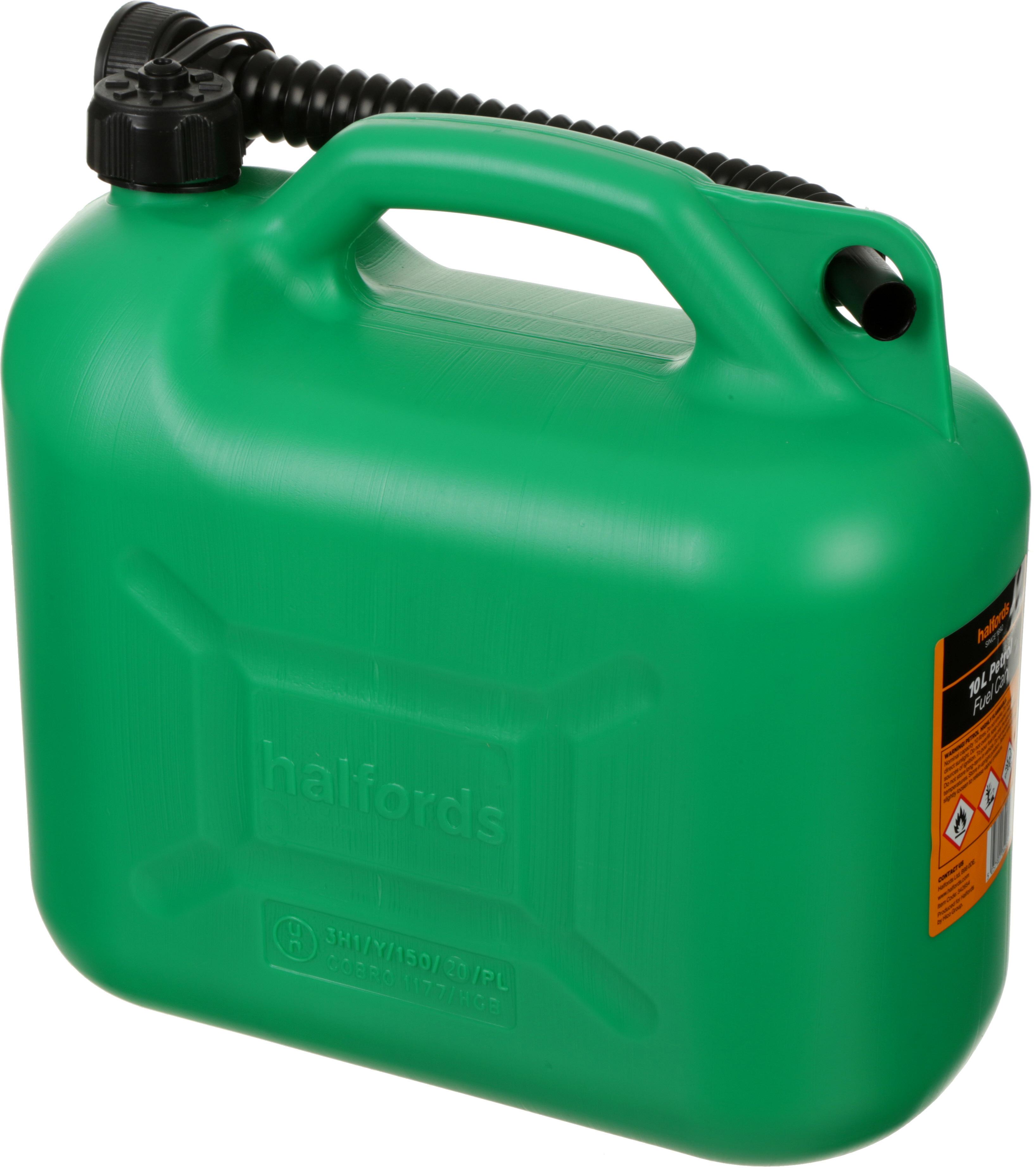 Halfords 10L Plastic Fuel Can Green Halfords IE