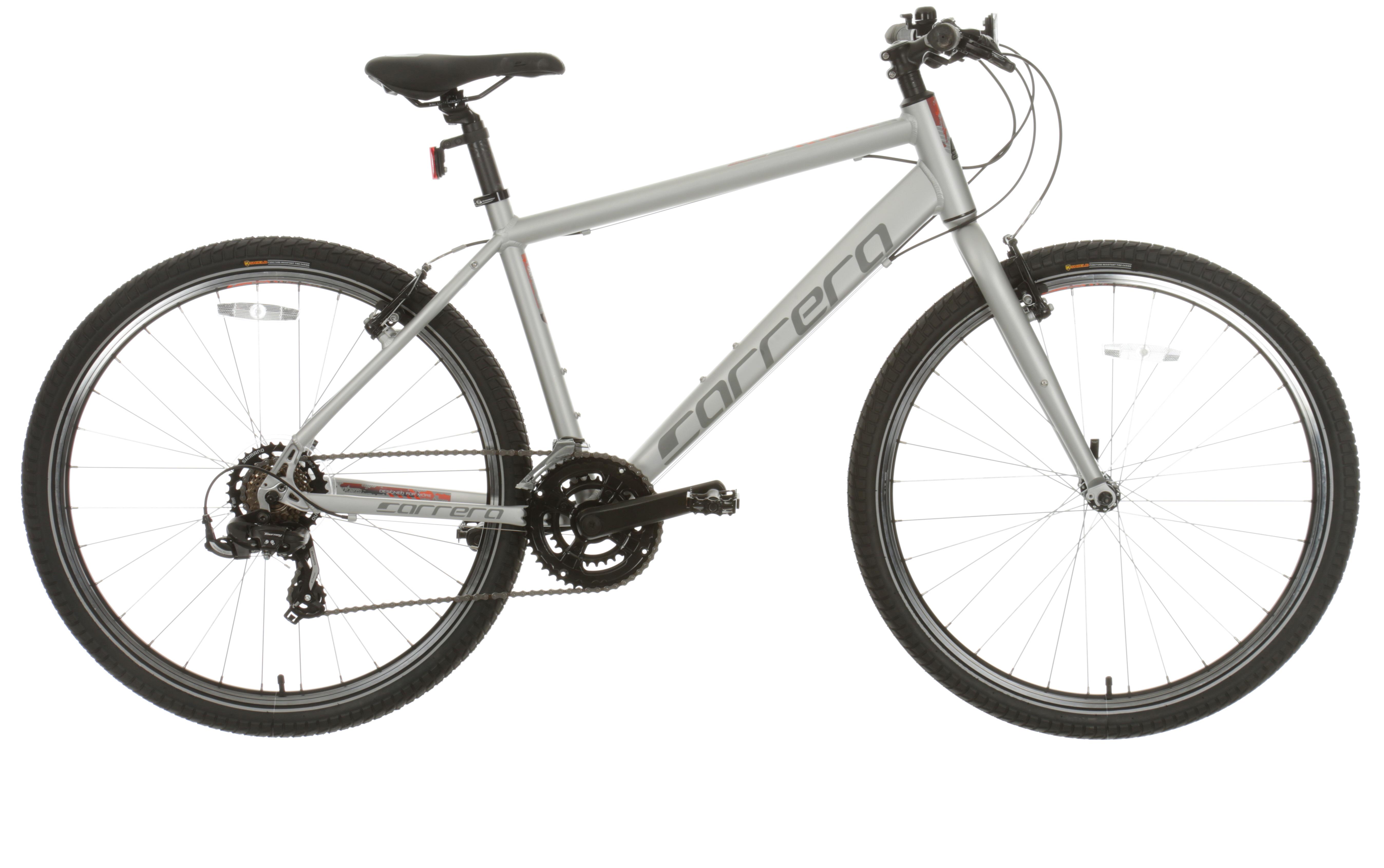 Carrera Parva Mens Hybrid Bike Silver S, M, L Frames Halfords IE