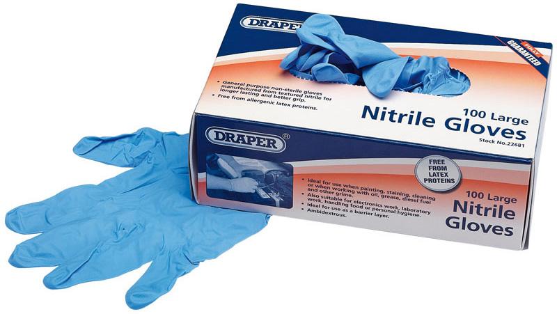 Draper Soft Nitrile Gloves Box 100 Halfords IE