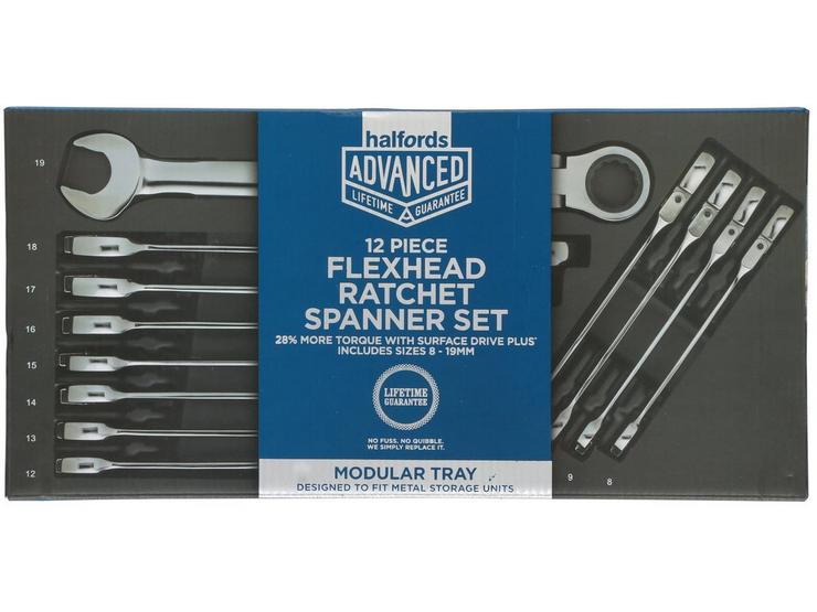 Halfords Advanced Modular Tray Set - 12 Piece Flexi Ratchet Spanner