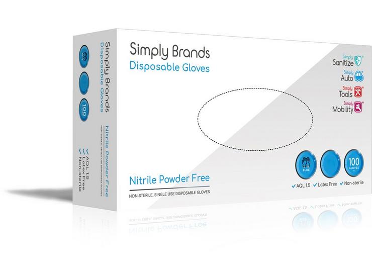 Simply Brands Nitrile Disposable Gloves L - Box of 100