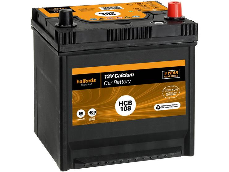 Halfords HB108/HCB108 Lead Acid 12V Car Battery 4 year Guarantee
