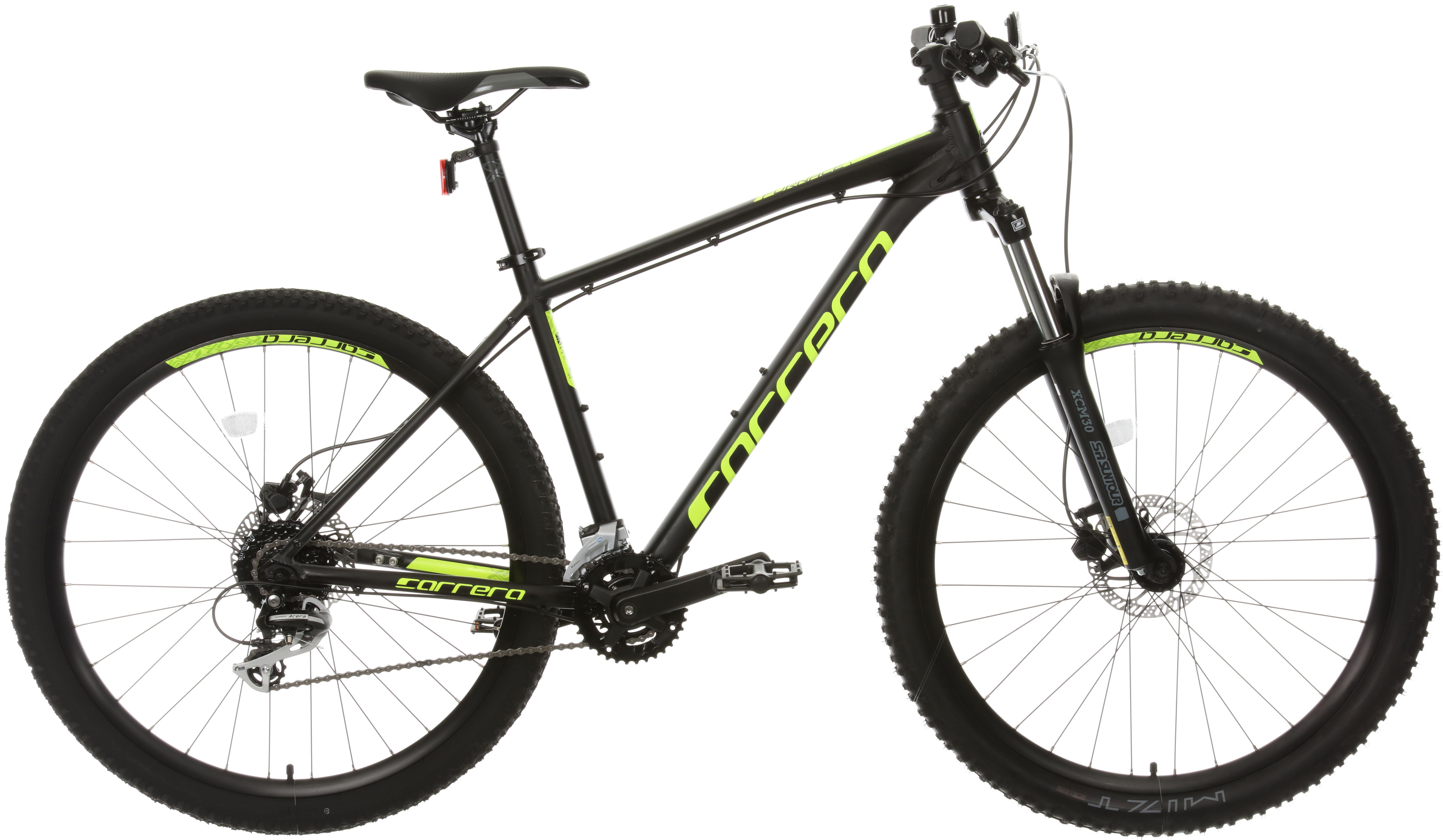 black and yellow carrera mountain bike