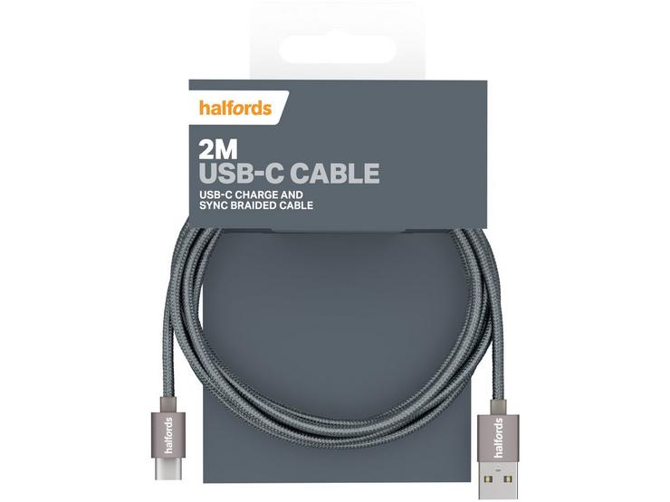 Halfords 2M USB-C Cable Charcoal