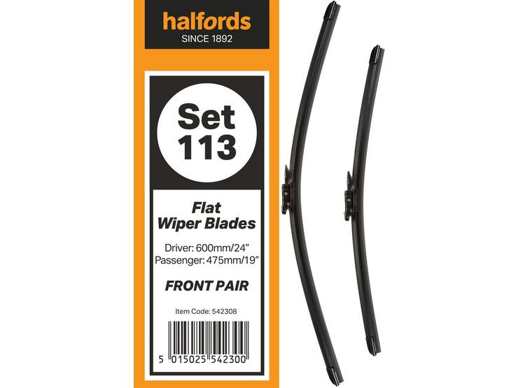 Halfords Set 113 Wiper Blades - Front Pair