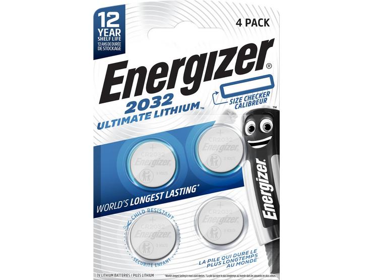 Energizer 2032 Ultimate Lithium Coin Battery, 4 Pack