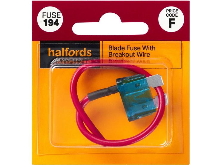 Halfords Blade Fuse + Breakout Wire 15 Amp (FUSE194)