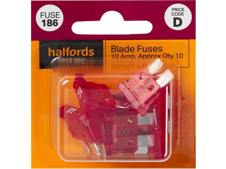 Halfords Blade Fuses 10 Amp (FUSE186)