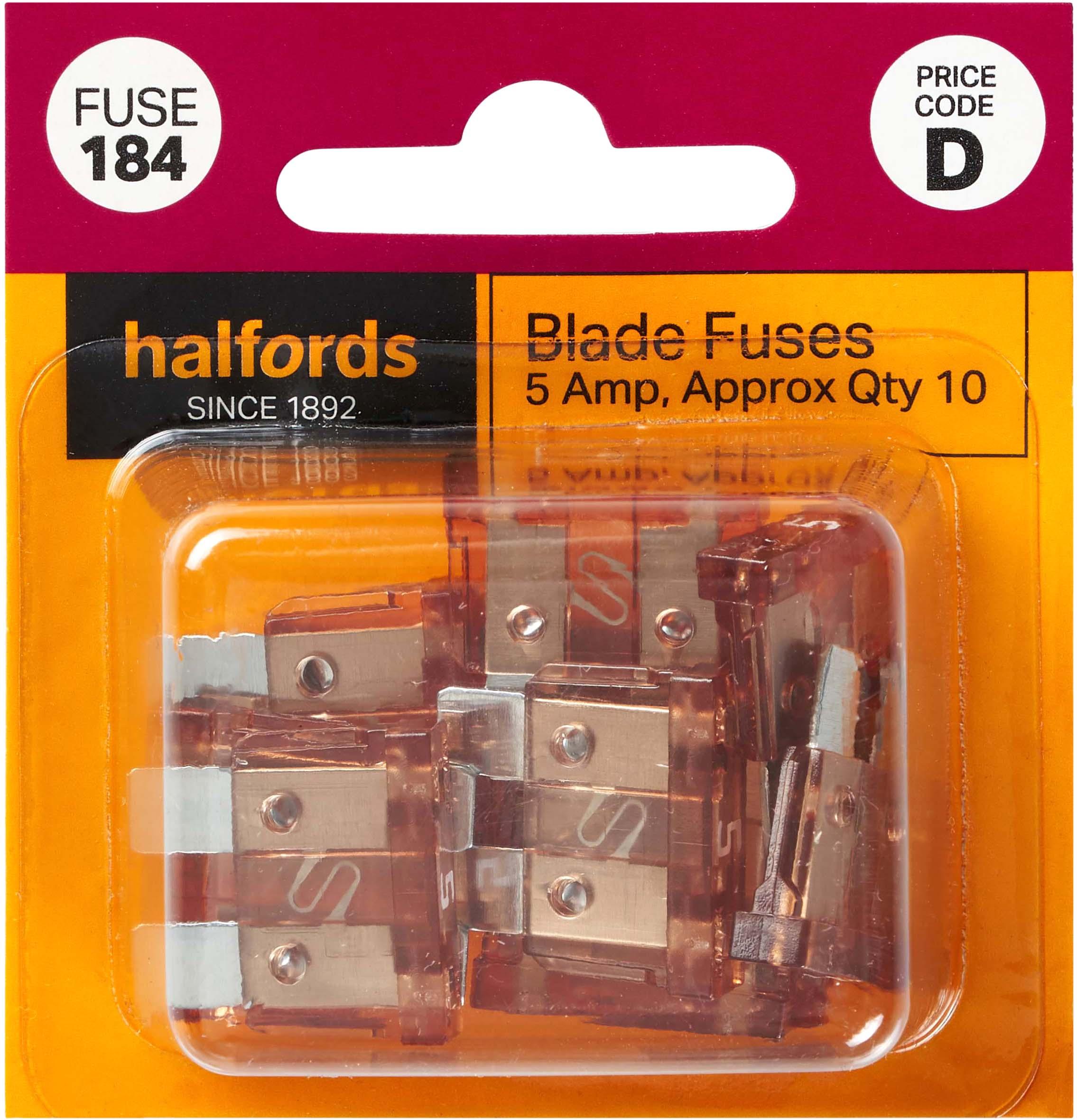 Halfords Blade Fuses 5 Amp (FUSE184) Halfords IE