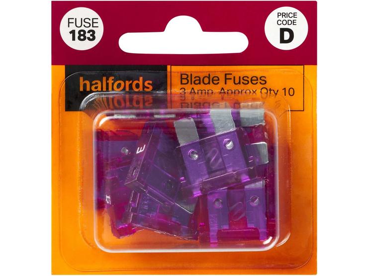 Halfords Blade Fuses 3 Amp (FUSE183)