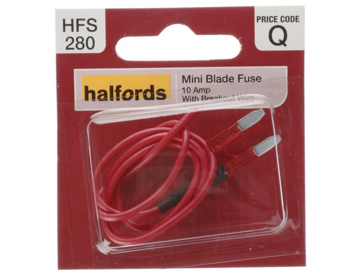 Halfords Mini Blade Fuse + Breakout Wire 10 Amp (FUSE159)