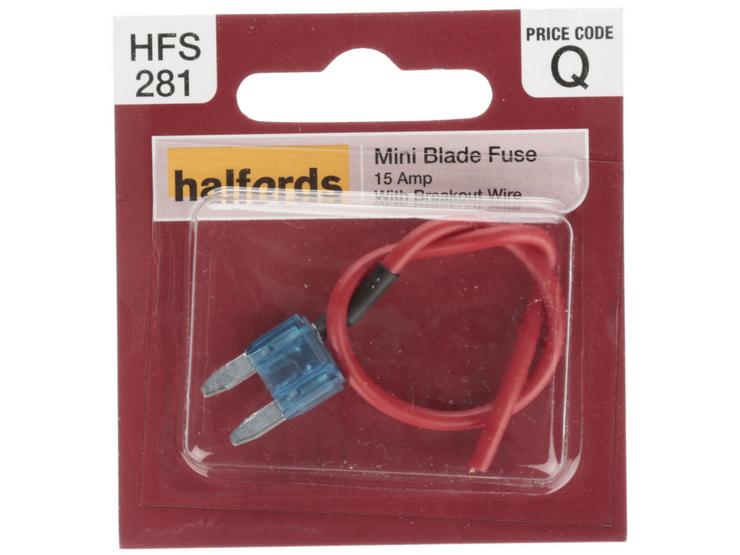 Halfords Mini Blade Fuse + Breakout Wire 15 Amp (FUSE160)