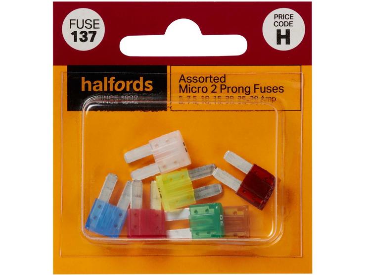 Halfords 2 Micro Prong Fuses 5>30Amp (FUSE137)