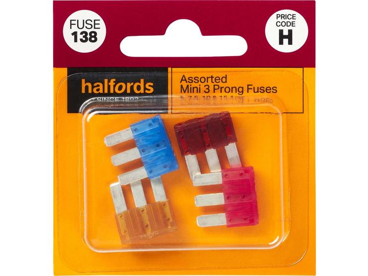 Halfords Mini Assorted Prong Fuses 7.5/10/15AMP
