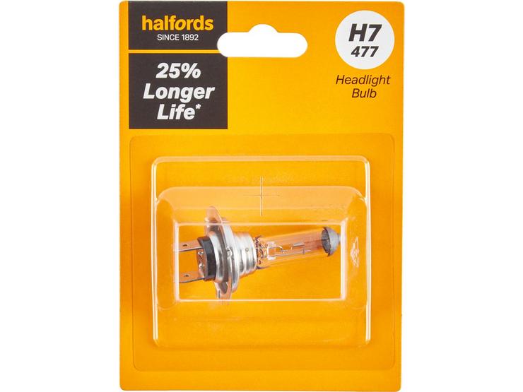 H7 477 Car Headlight Bulb Halfords +25 percent Longer Life Single Pack