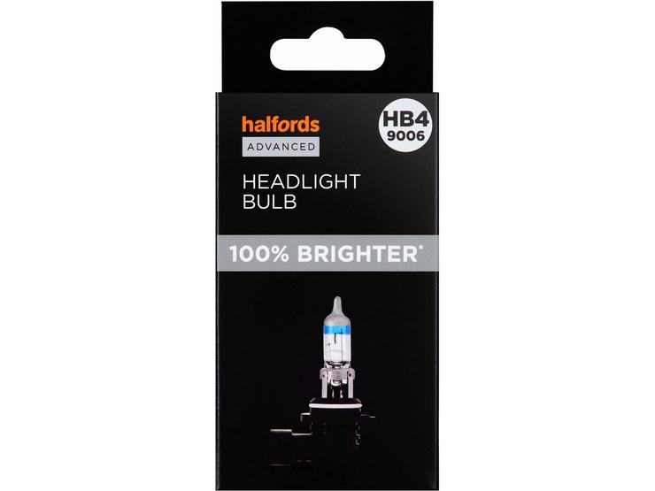 HB4 9006 Car Headlight Bulb Halfords Advanced Up To +100 percent Brighter Single Pack