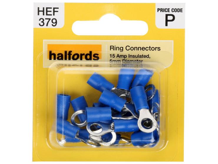 Halfords Ring Connectors 15 Amp Insulated 5mm HEF379