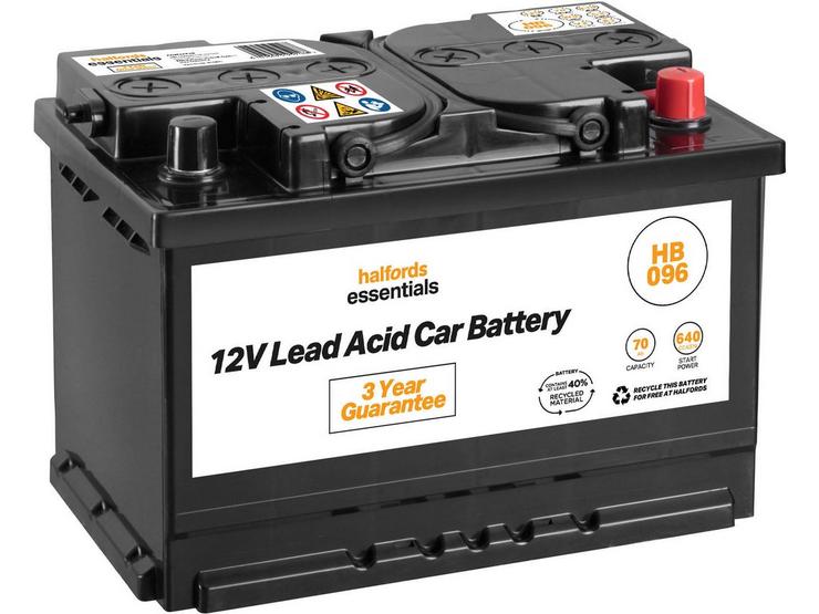 Halfords HB096 Lead Acid 12V Car Battery 3 Year Guarantee