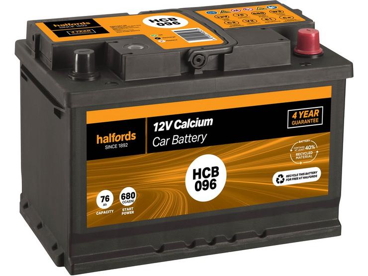 Halfords HCB096 Calcium 12V Car Battery 4 Year Guarantee