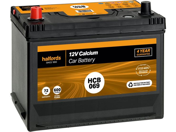 Halfords HB072/HCB069 Lead Acid 12V Car Battery 4 year Guarantee