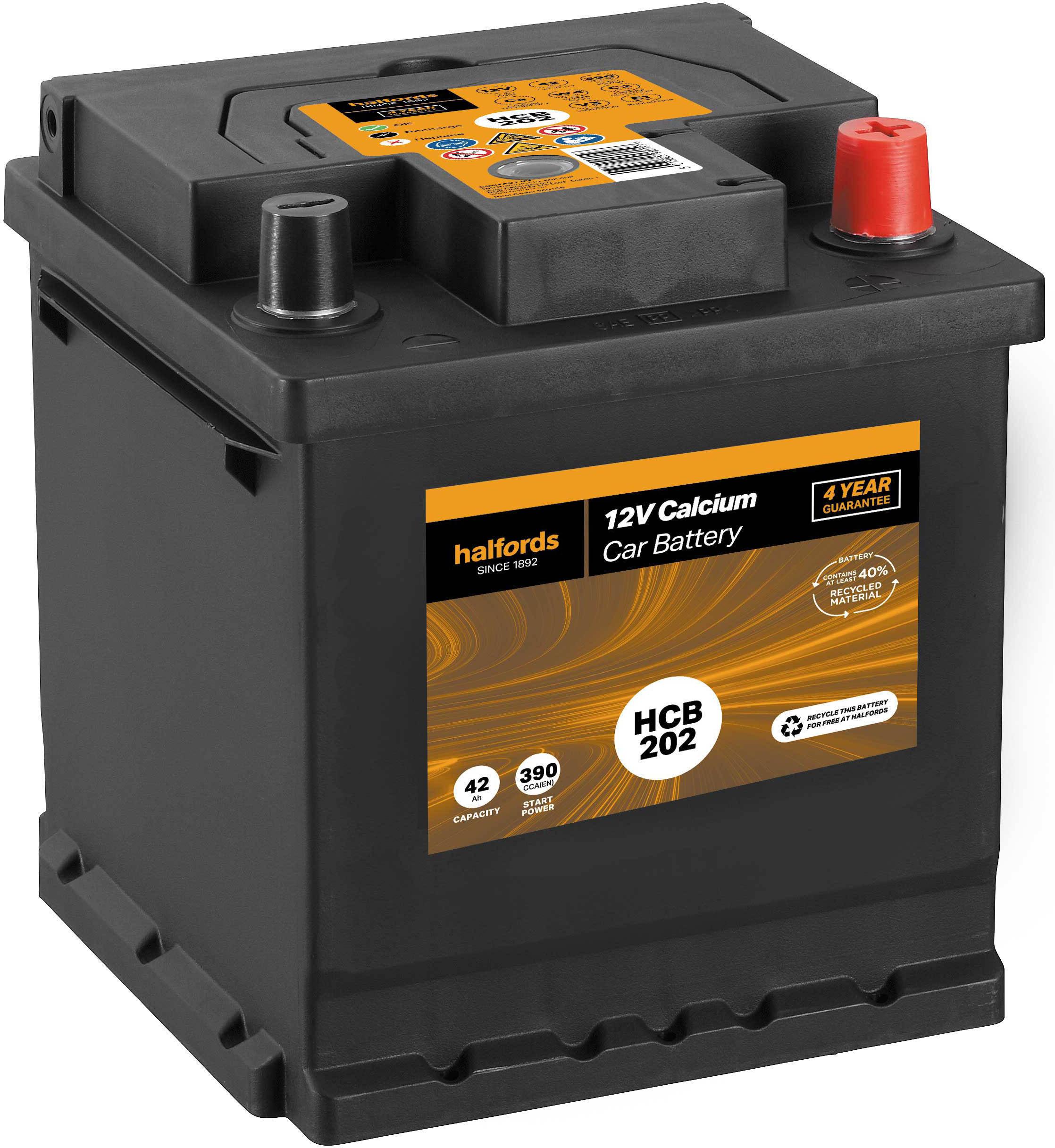 Halfords HB202/HCB202 Lead Acid Car Battery 4 Year Guarantee | Halfords IE